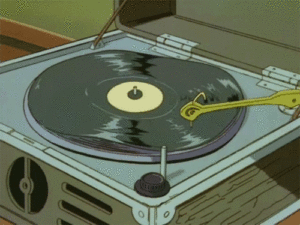 Cartoon Warped Record on a Player