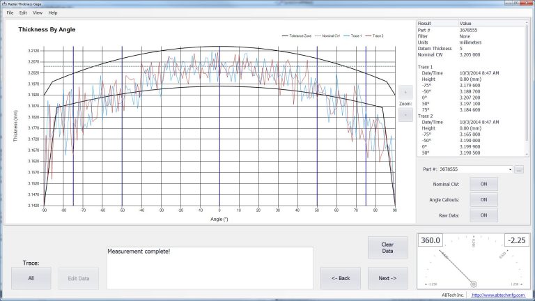 Radial Thickness Gage Software